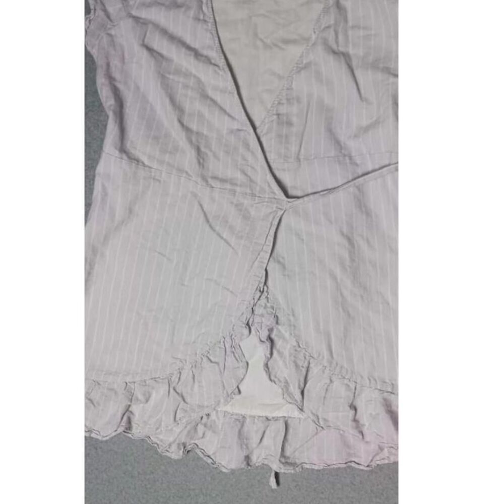 Gap Linen Blend Ruffled Wrap Dress Womens Siz XL Light Purple Stripes - Picture 12 of 12